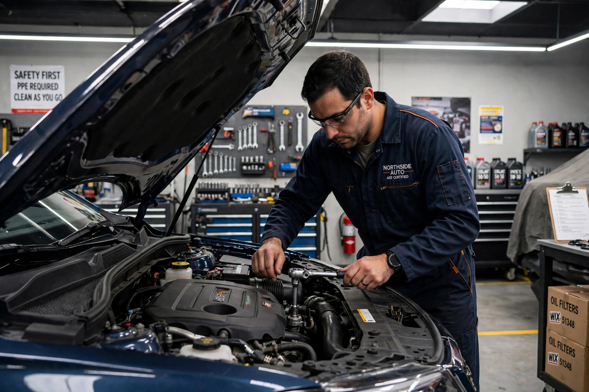 Auto mechanic at work