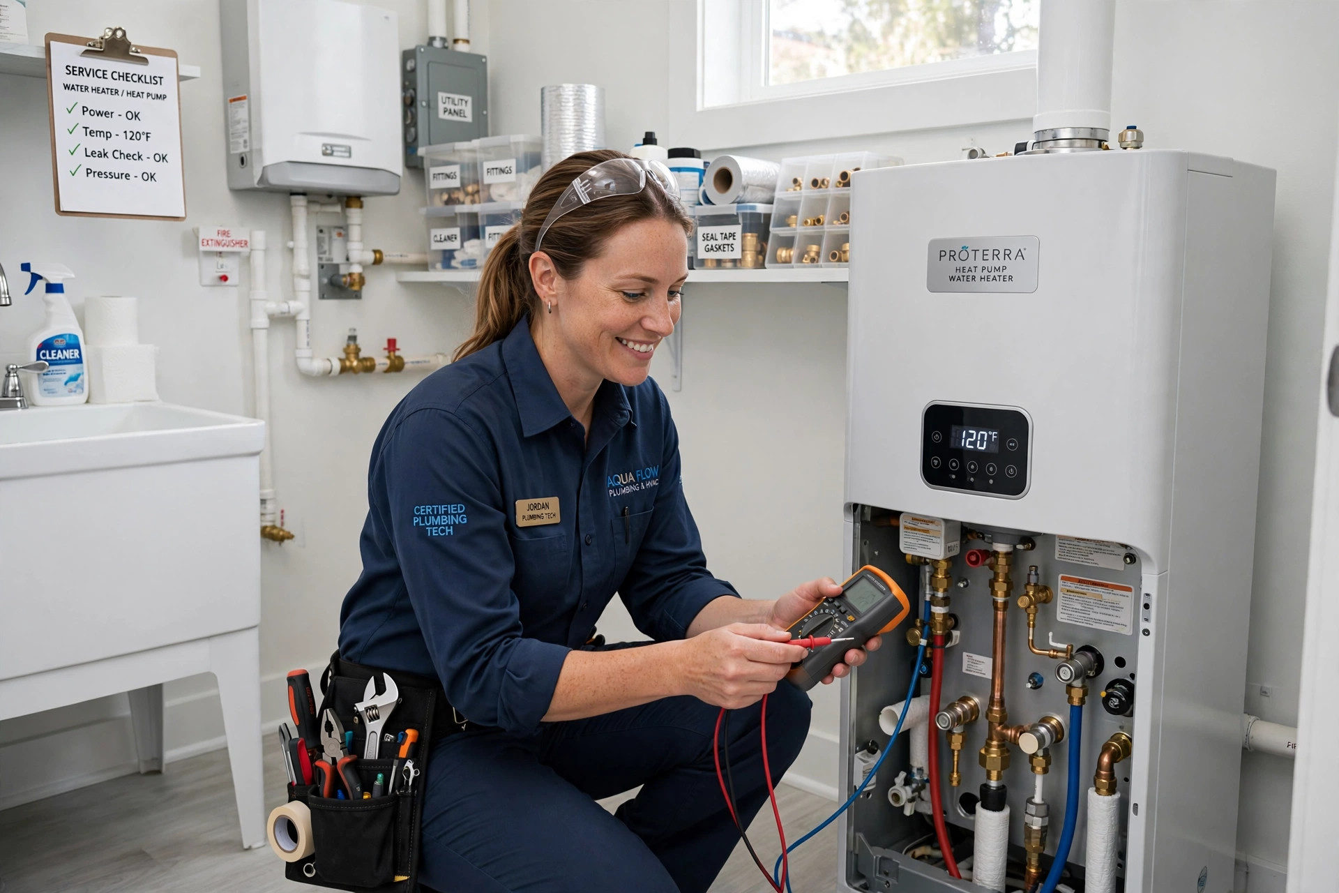 Plumbing technician at work